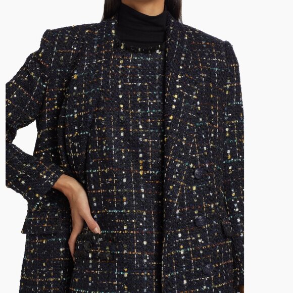 L'AGENCE Jayda Tweed Double-Breasted Oversize Blazer Jacket - Picture 4 of 10